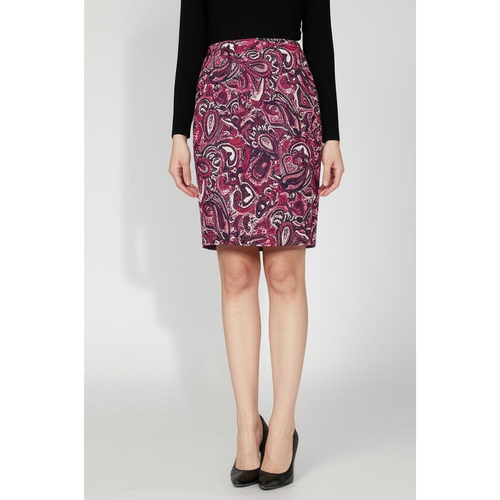 Talbots Skirt Womens Size 8 Maroon Pink Creme A‎ Line Paisley Lined Elegant